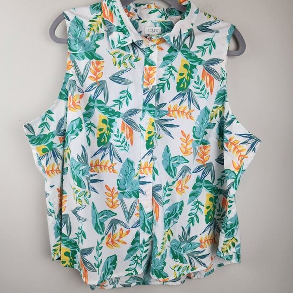 J.Crew Factory plus size 3 X sleeveless top blouse tropical print New - Picture 2 of 10